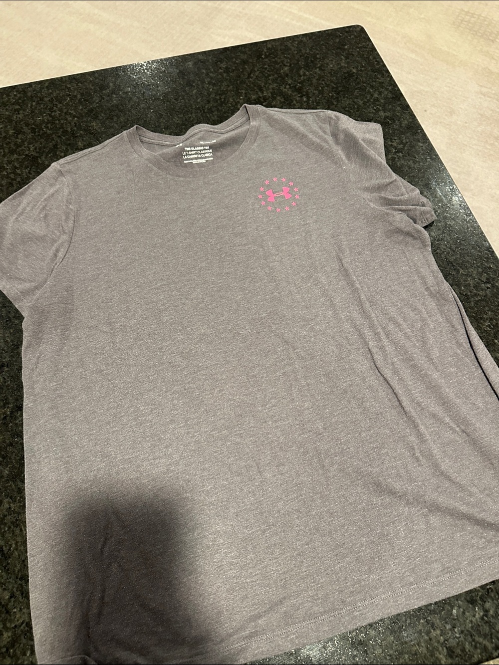 Under Armour Heather Gray Short Sleeve Tee with Pink Logo